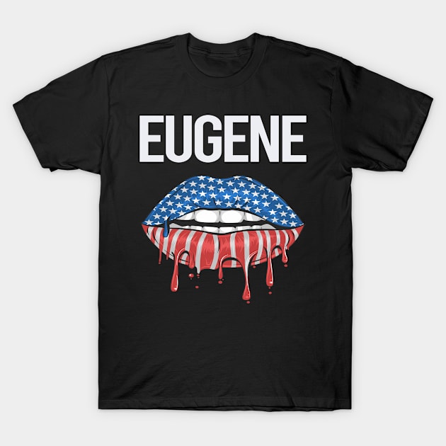 USA Flag Lips Eugene T-Shirt by rosenbaumquinton52